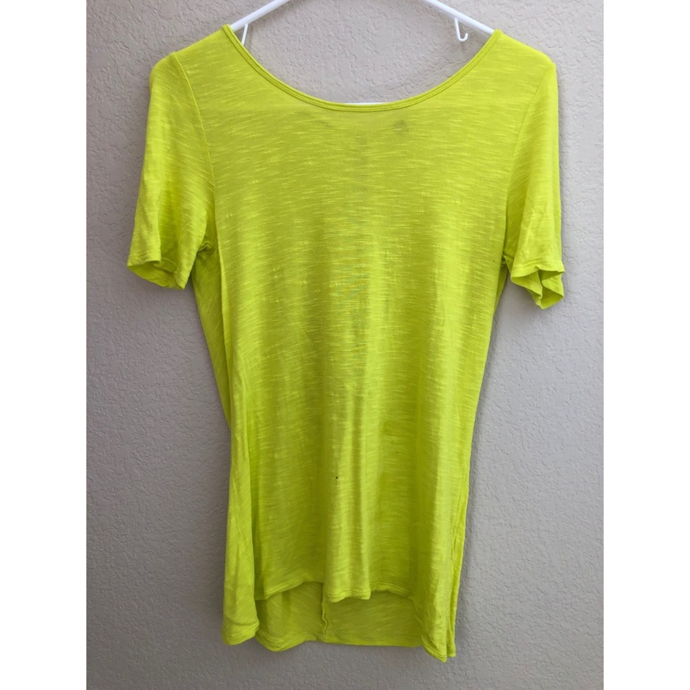 Neon Yellow Short Sleeve Top w/ Open Back Size XS